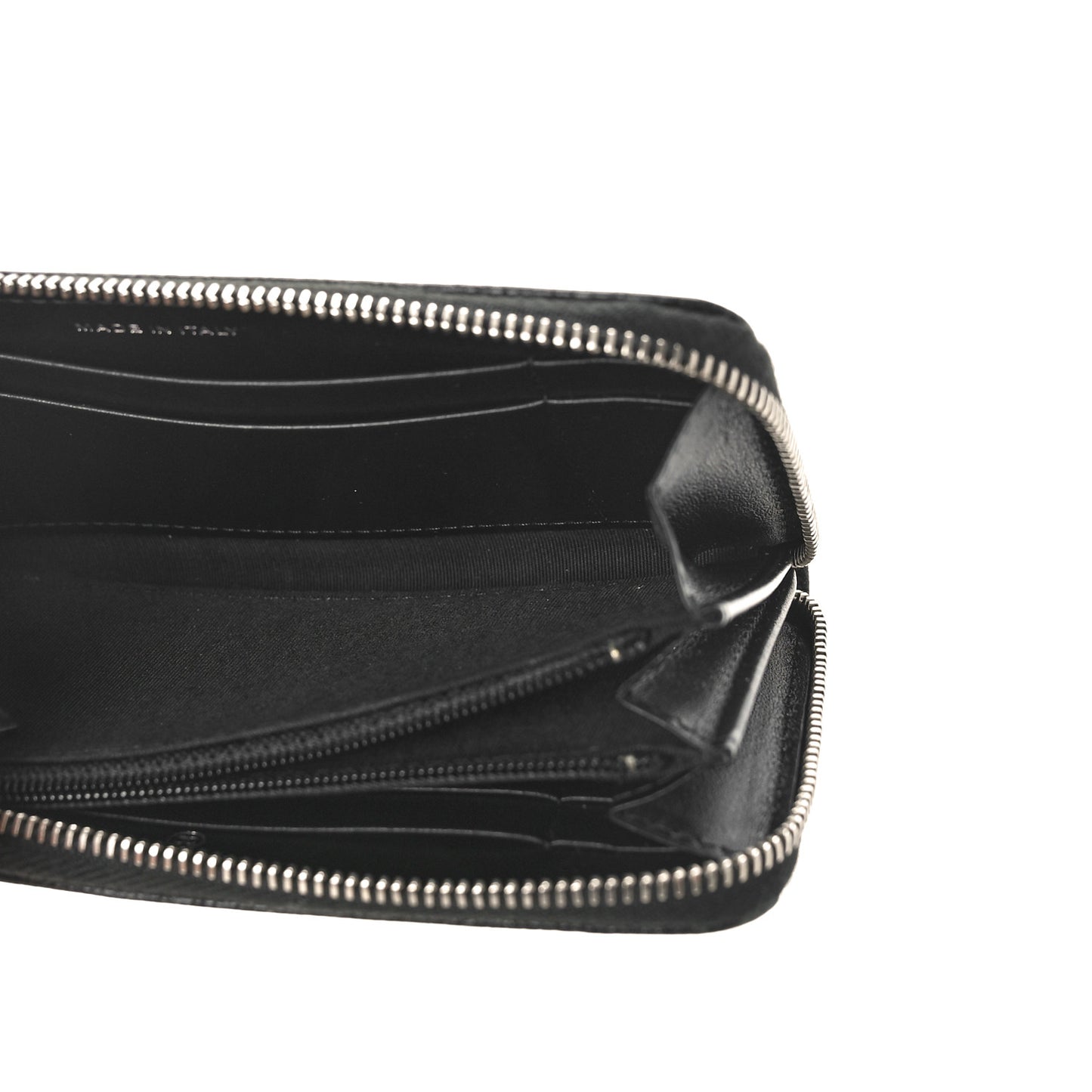 Caviar Camellia Embossed Large Zip Around Gusset Wallet Black