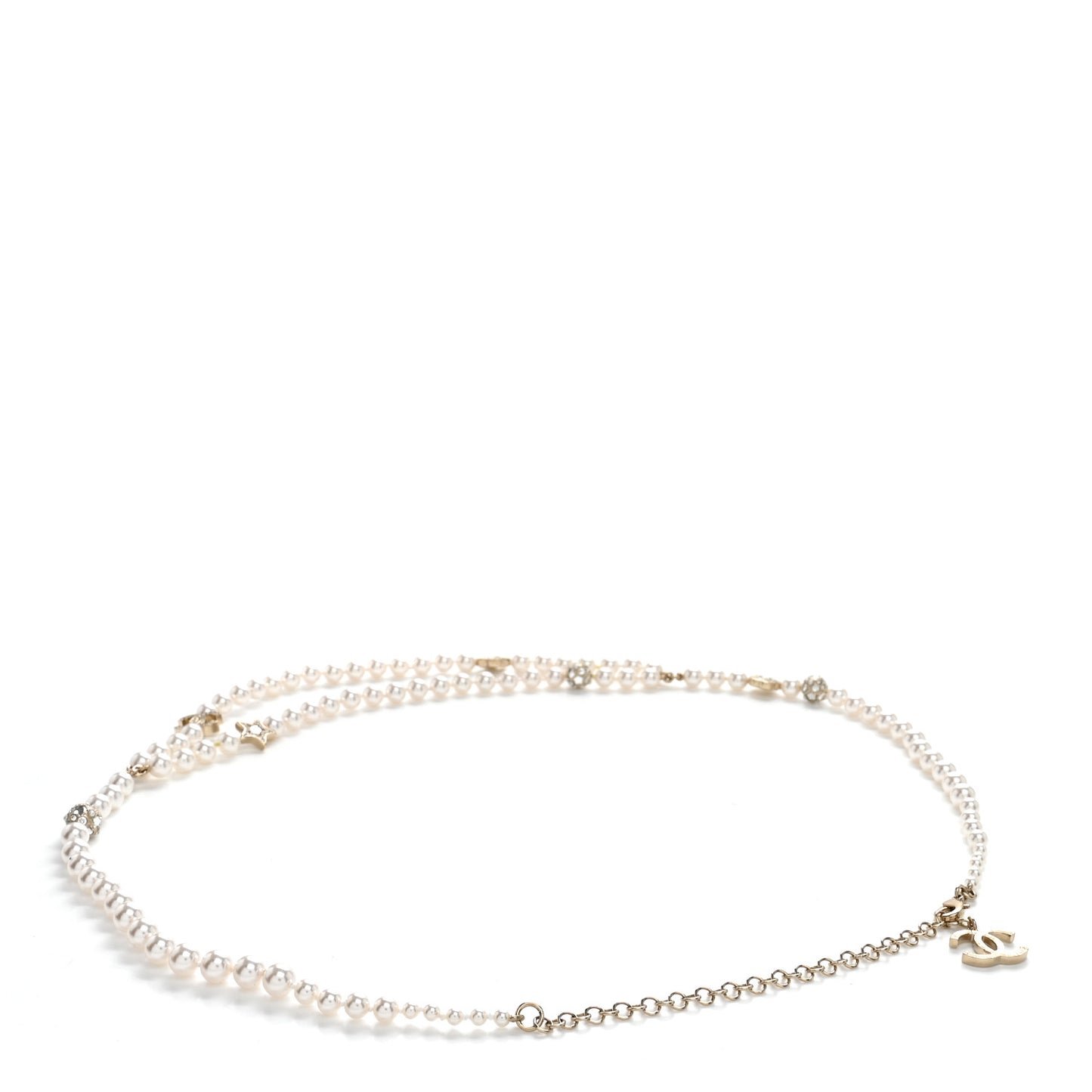 Pearl Crystal CC Star Belt 75 Gold Pearly White