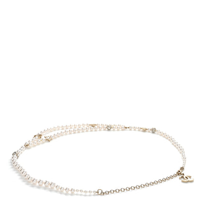 Chanel Pearl Crystal CC Star Belt 75 Gold Pearly White 2 of 4