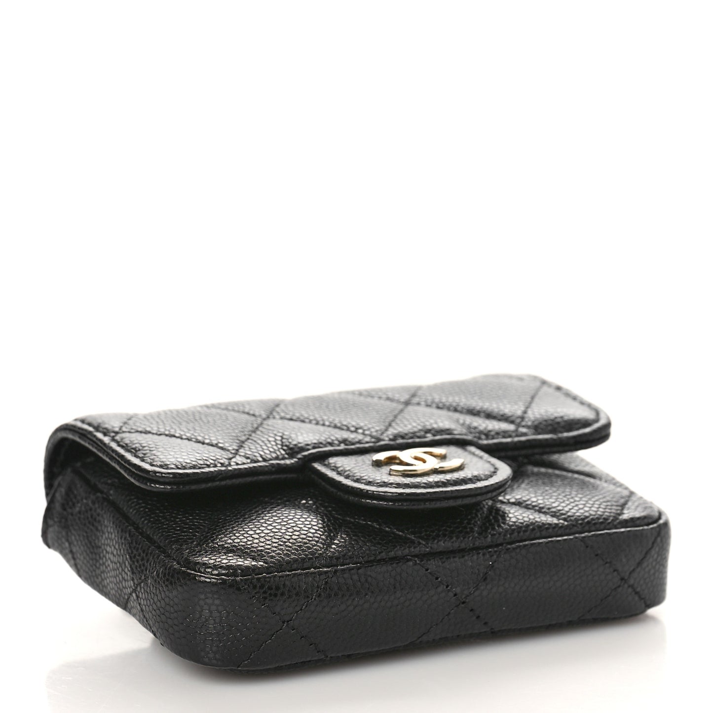 Caviar Quilted Mini Chain Belt Bag Black