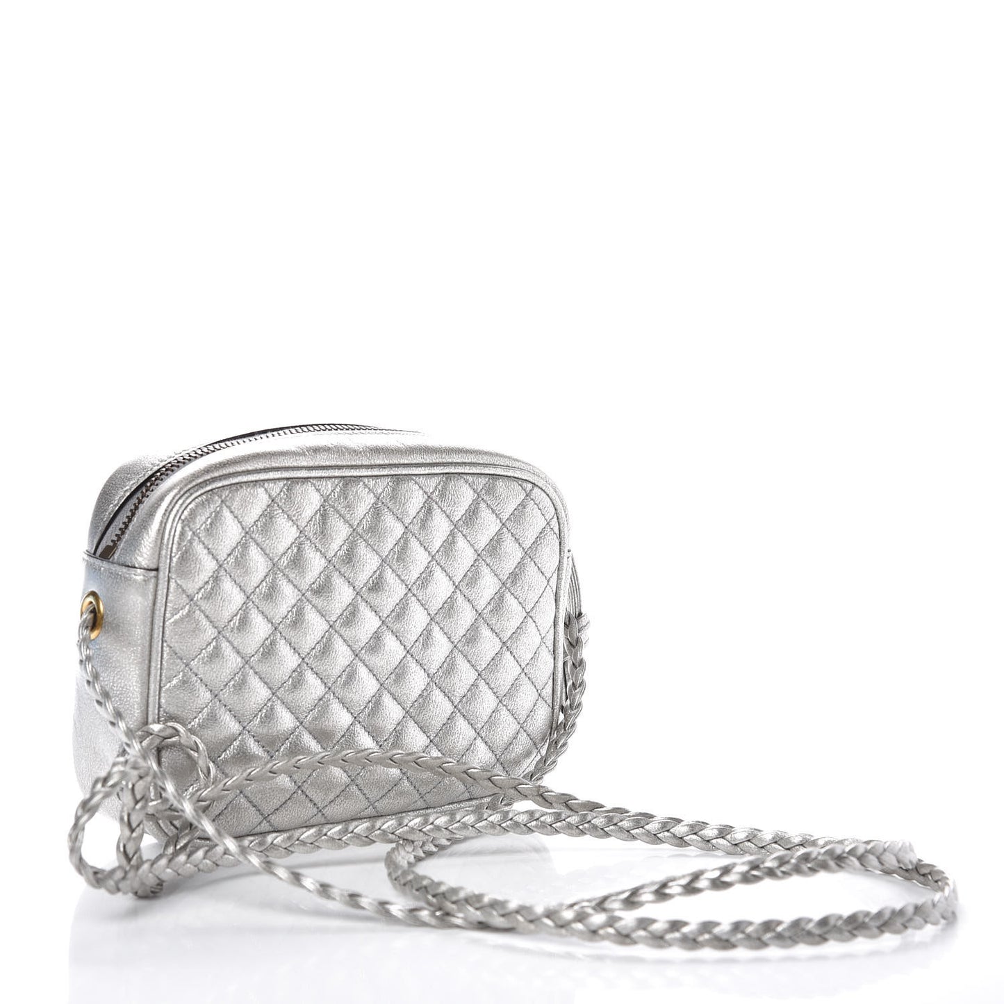 Laminated Nappa Web Trapuntata Mini GG Shoulder Bag Argento