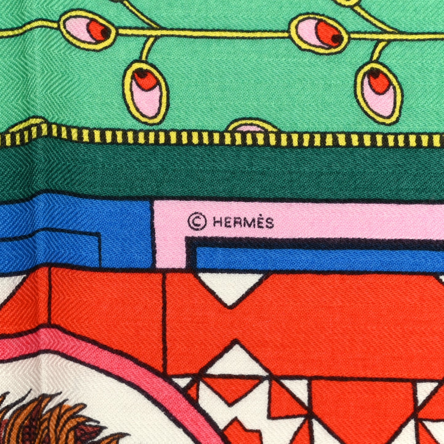 Cashmere Silk La Danse Des Amazones Shawl 140 Rouge Vert Multicolor