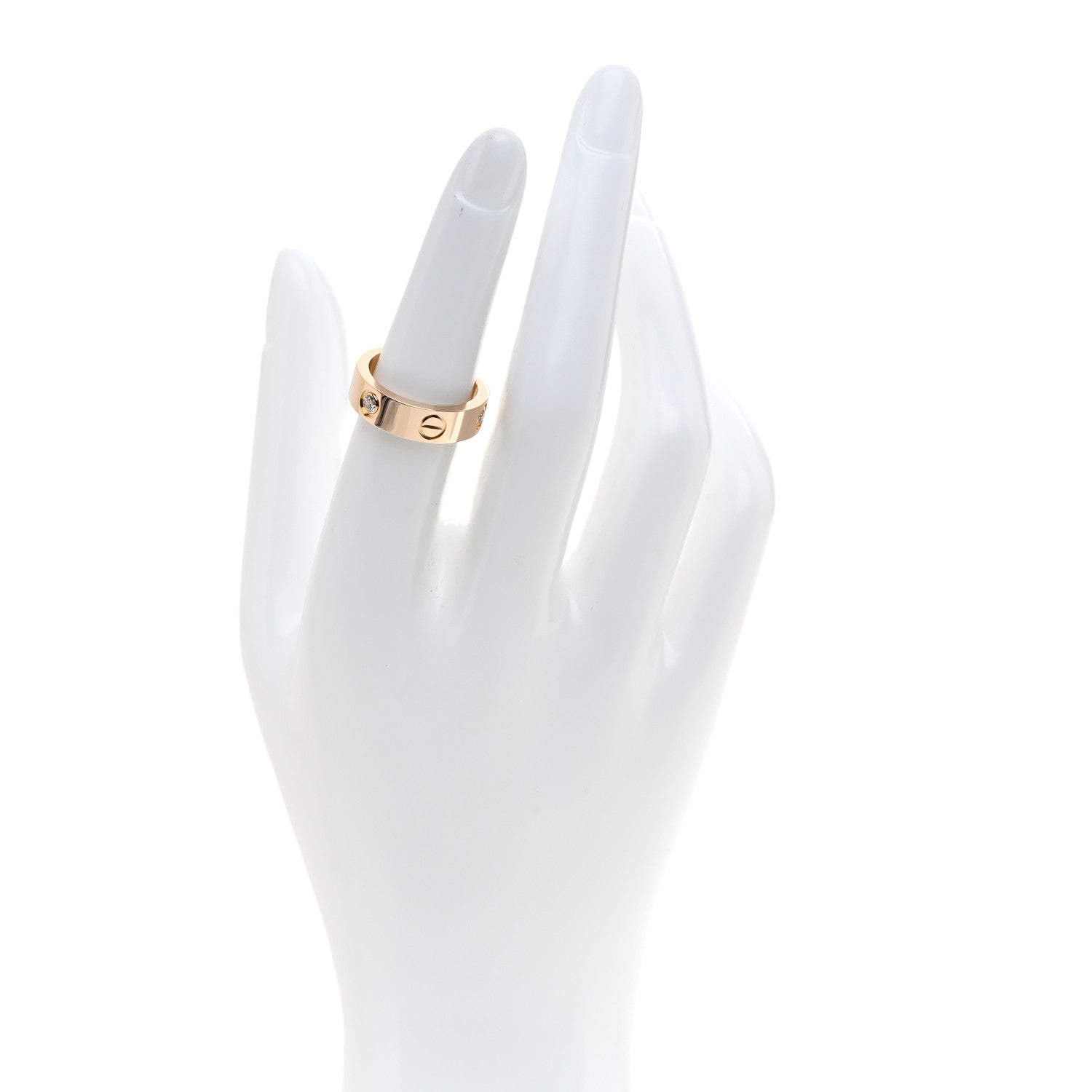 Cartier 18K Pink Gold 3 Diamond 5.5mm LOVE Ring 51 5.75 2 of 4