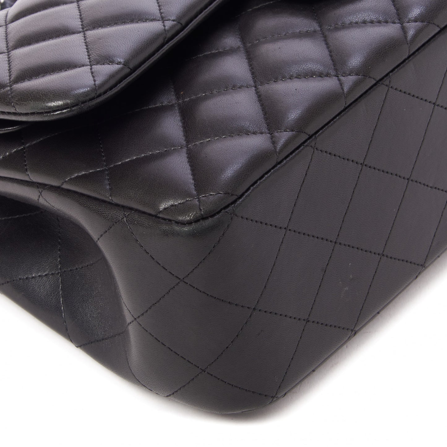 Lambskin Quilted Jumbo Double Flap Black