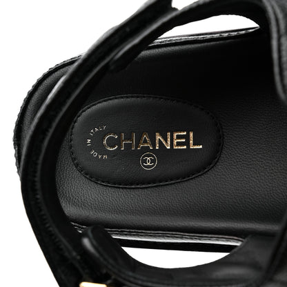 Chanel Grained Calfskin Velcro Dad Sandals 41.5 Black 8 of 9