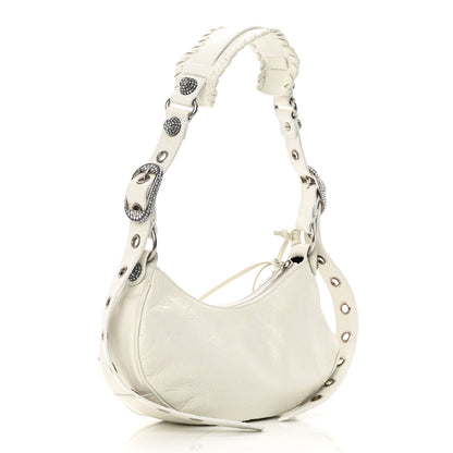 Balenciaga Agneau Arena Crystal Le Cagole Shoulder Bag XS Optic White 3 of 14
