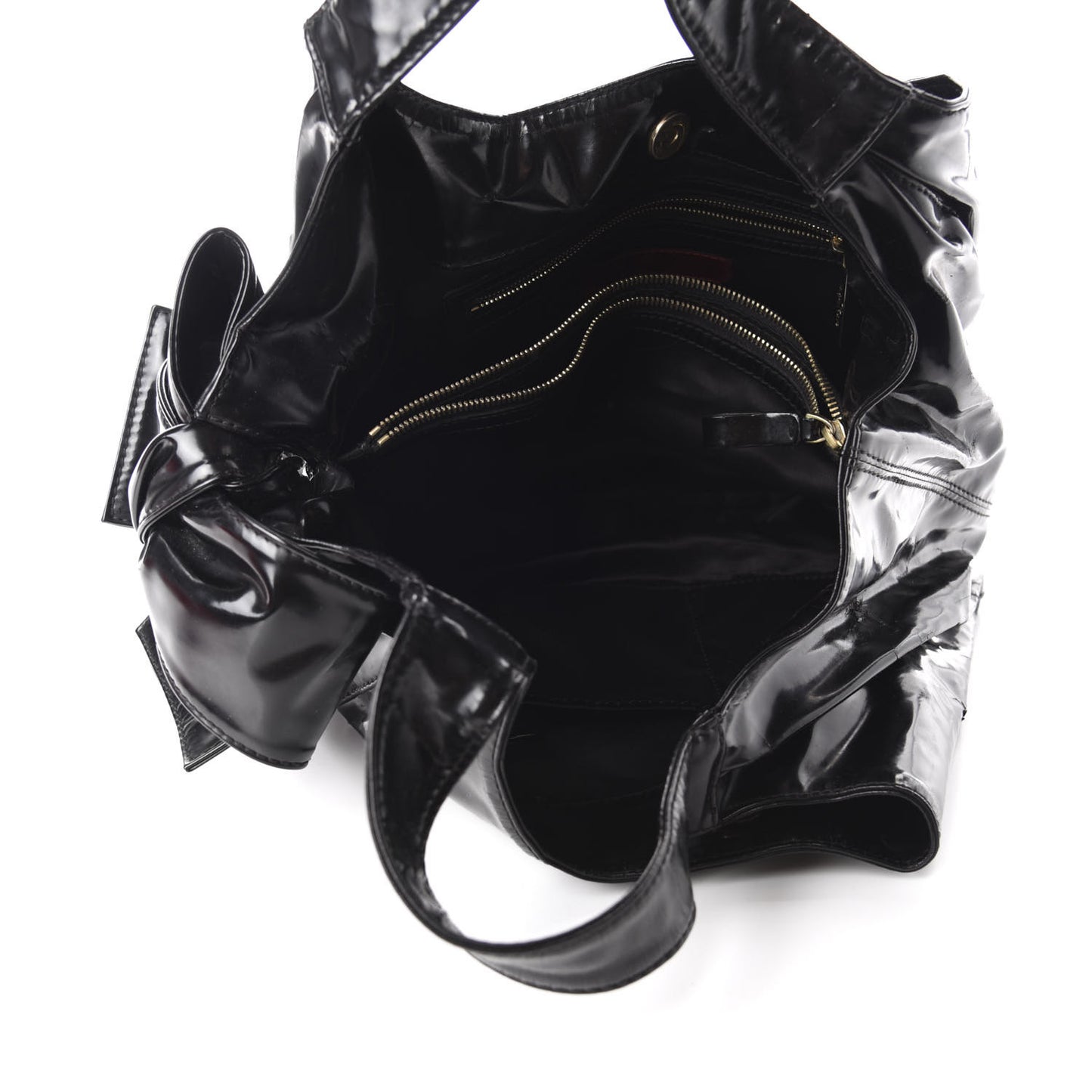 Patent Lacca Large Nuage Bow Hobo Black