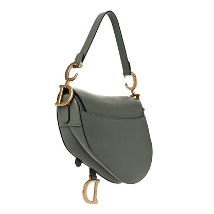 Christian Dior Grained Calfskin Saddle Bag Green 2 of 9