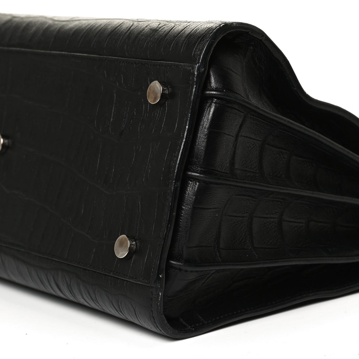 Calfskin Crocodile Embossed Small Sac de Jour Black