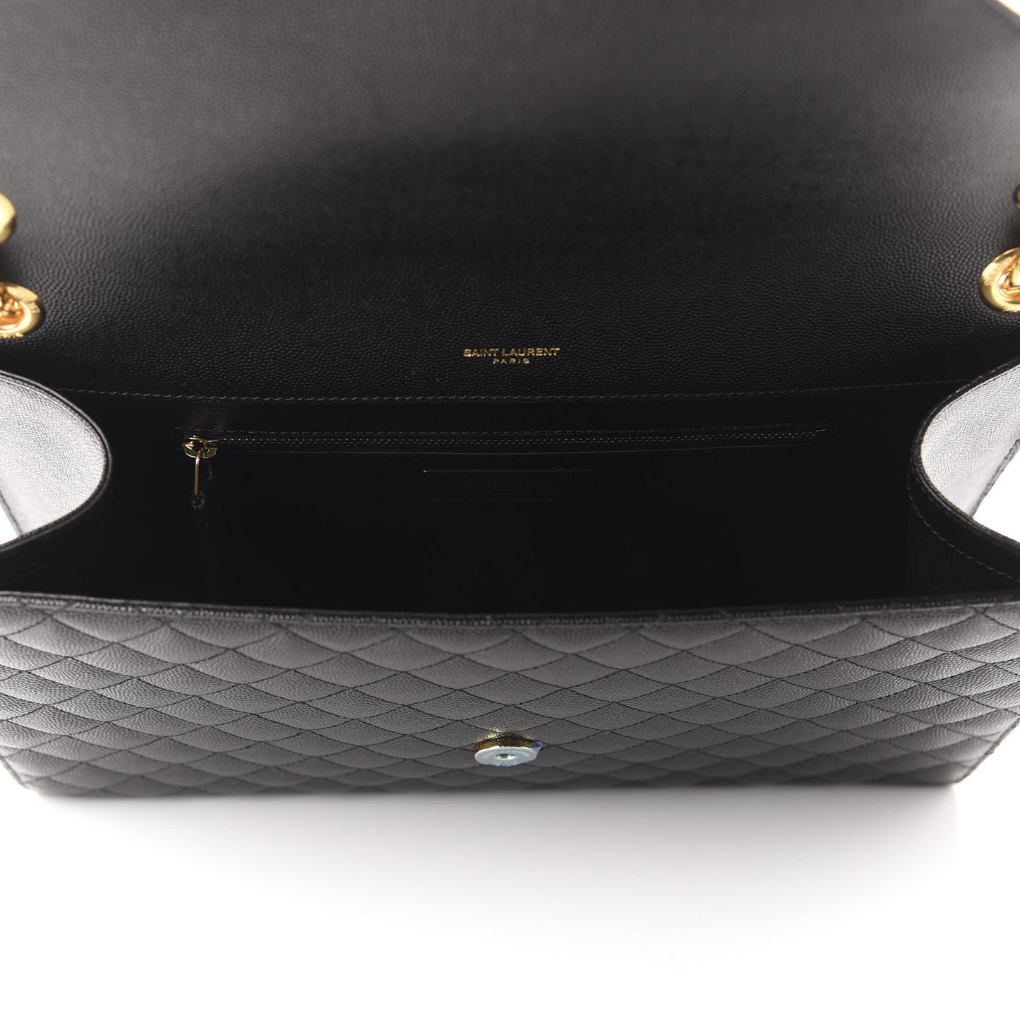 Grain De Poudre Textured Mixed Matelasse Large Triquilt Monogram Satchel Black