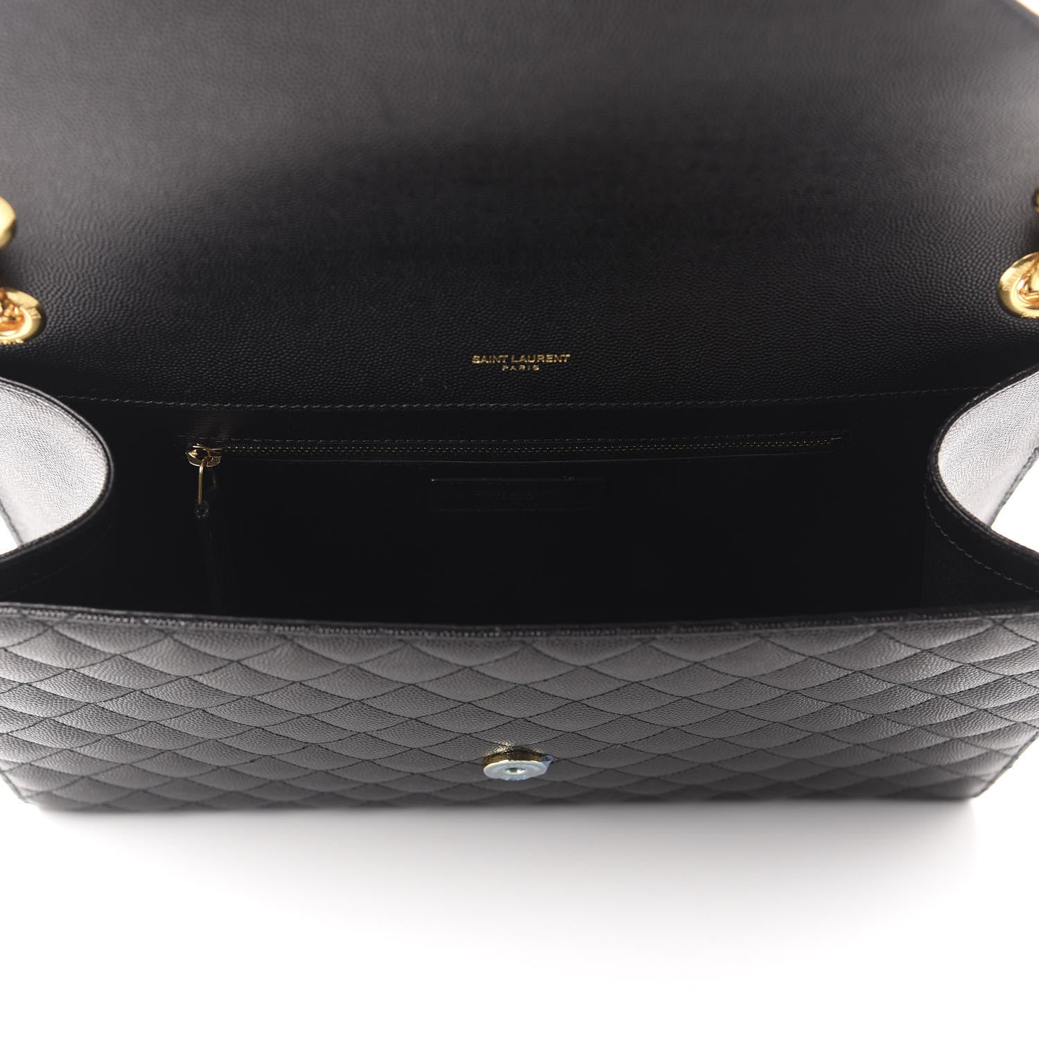 Saint Laurent Grain De Poudre Textured Mixed Matelasse Large Triquilt Monogram Satchel Black 5 of 11