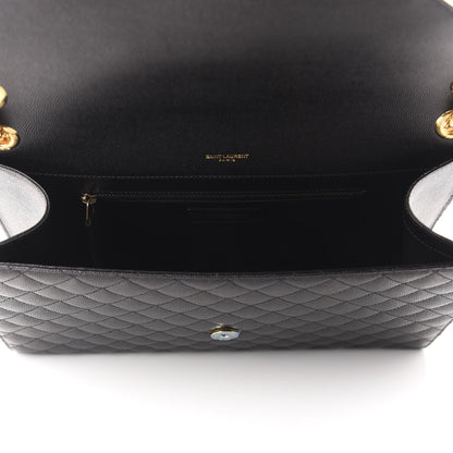 Saint Laurent Grain De Poudre Textured Mixed Matelasse Large Triquilt Monogram Satchel Black 5 of 11