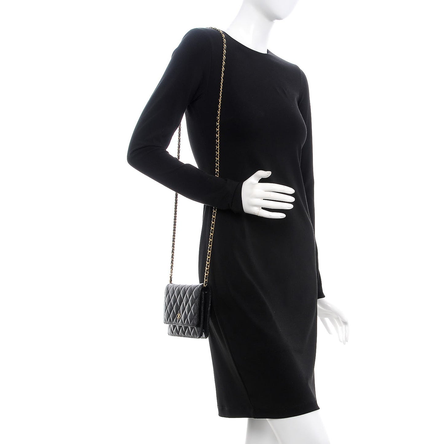 Caviar Quilted Wallet On Chain WOC Black