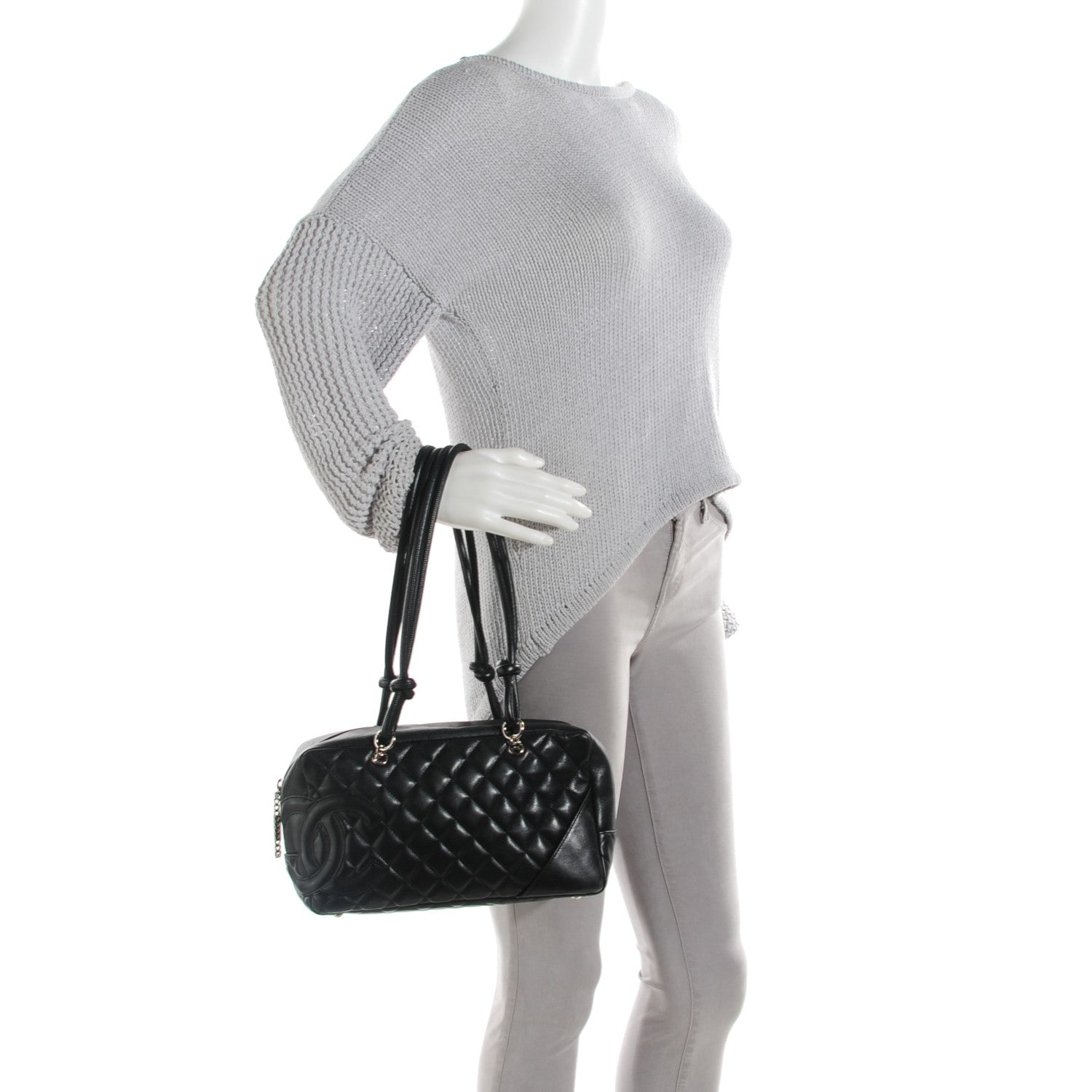 Chanel Calfskin Quilted Large Cambon Bowler Black 2 of 9