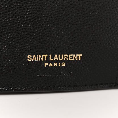 Saint Laurent Grain De Poudre Matelasse Chevron Monogram Compact Tri Fold Wallet Black 6 of 10