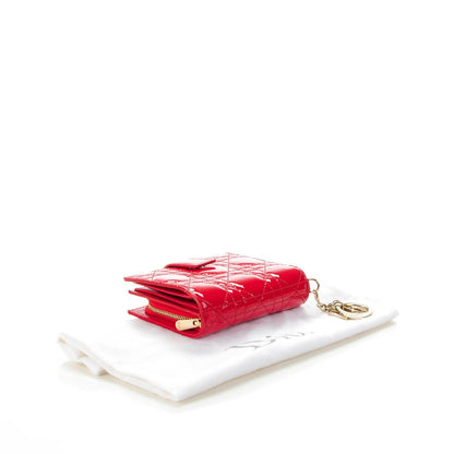 Christian Dior Patent Cannage Lady Dior Eden Wallet Red 4 of 8