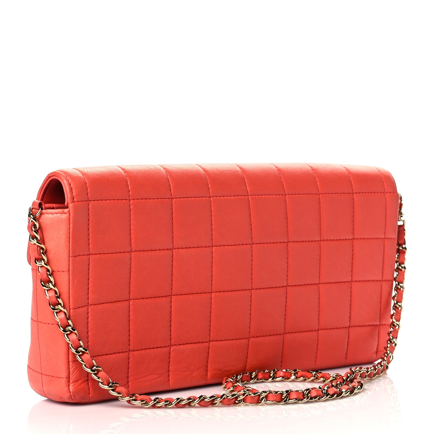 Chanel Lambskin East West Chocolate Bar Flap Orange 2 of 15