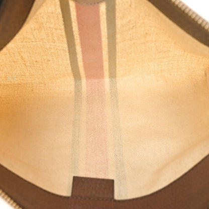 Gucci Linen Heavy Canvas Textured Dollar Calfskin Web Interlocking G Pouch Beige Brown 5 of 10