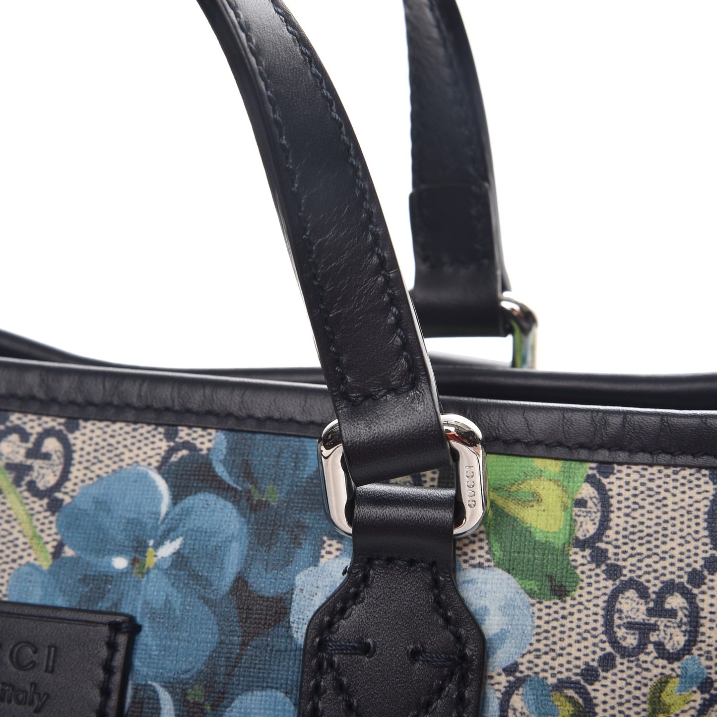 GG Supreme Monogram Blooms Small Zippered Tote Blue