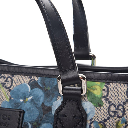 Gucci GG Supreme Monogram Blooms Small Zippered Tote Blue 9 of 9