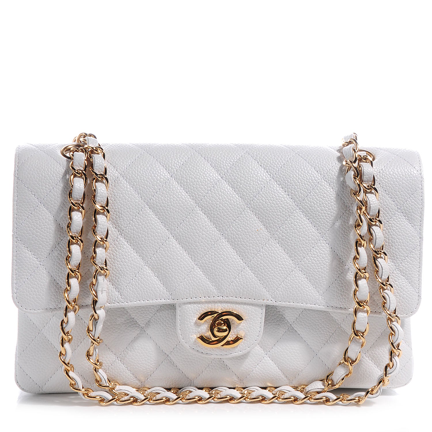 Chanel Caviar Quilted Medium Double Flap White 1 of 9