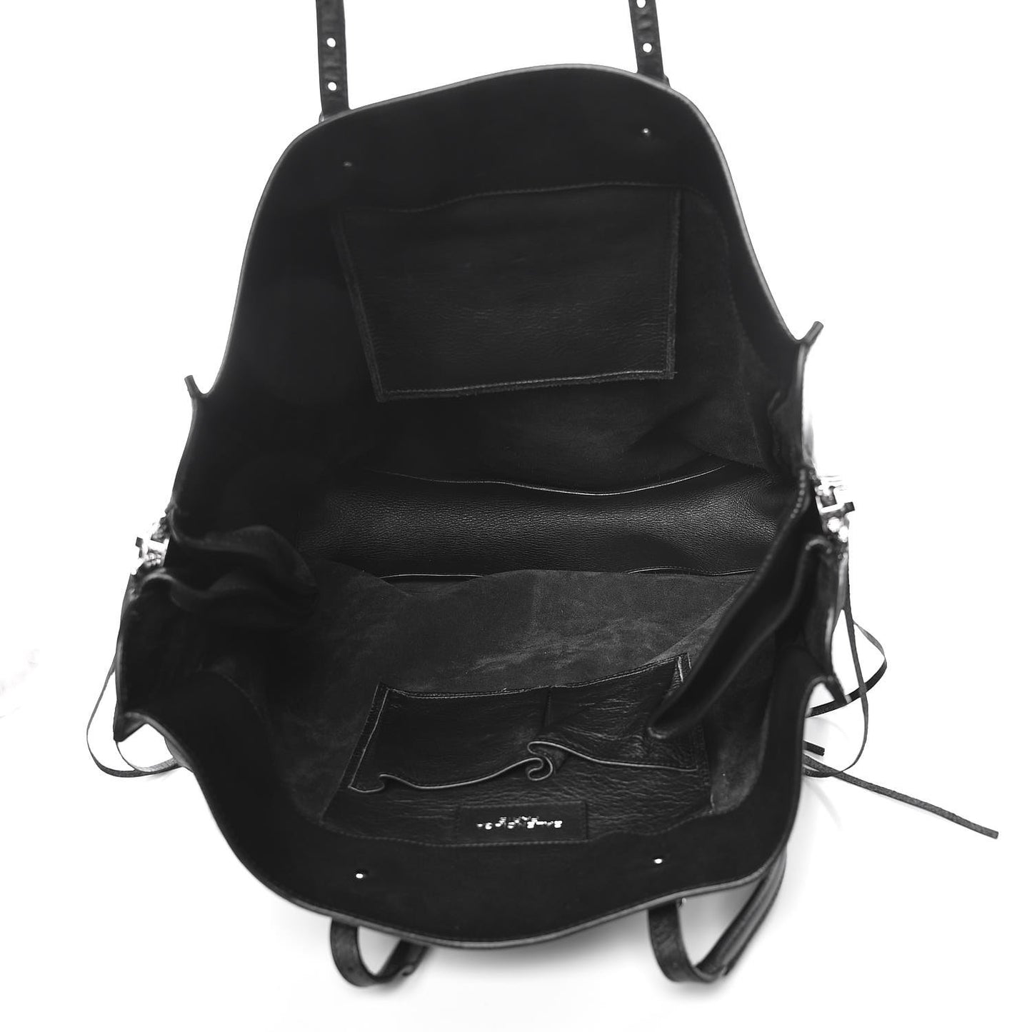 Calfskin Papier Ledger Zip Around Tote Black