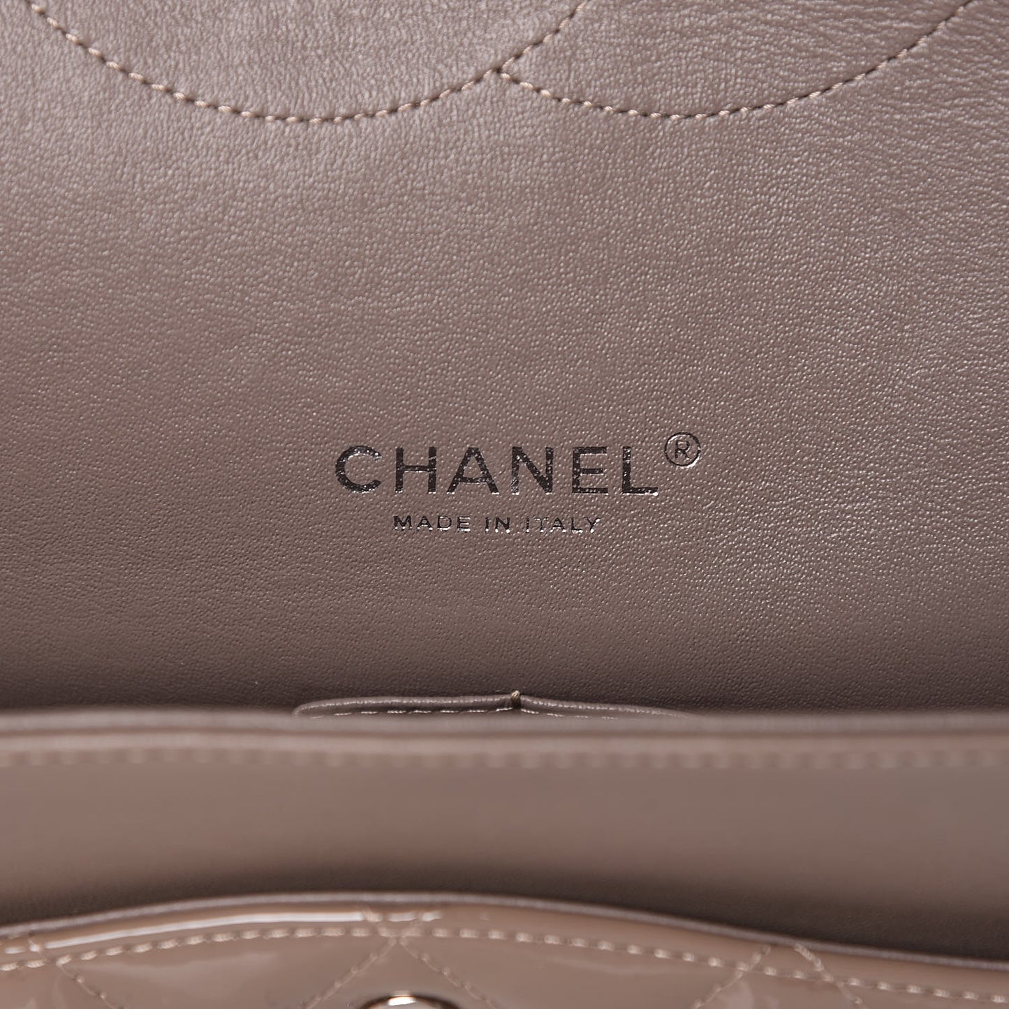Patent Calfskin Quilted Maxi Double Flap Grey