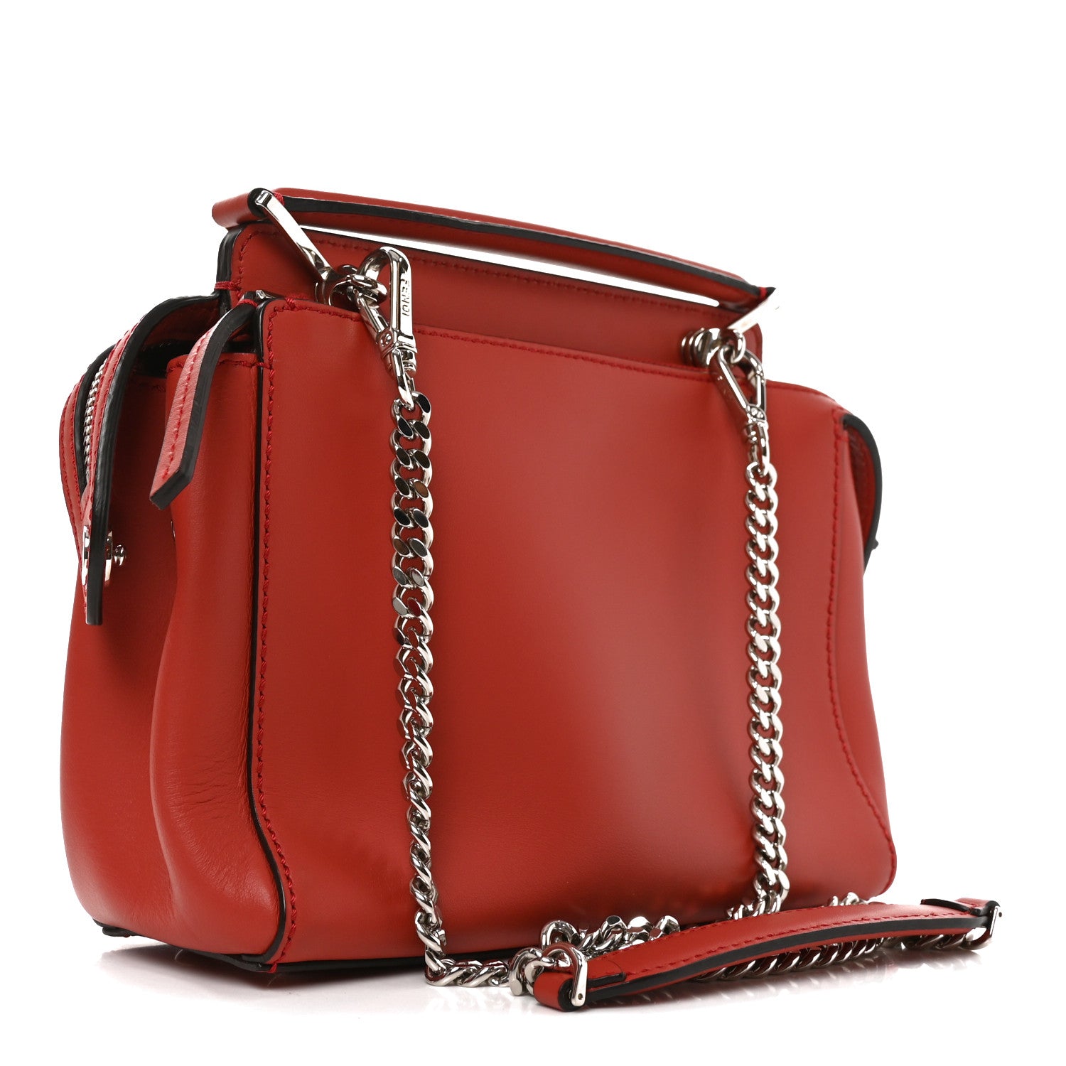 Fendi Vitello Baltico Dolce Nappa Lace Up Small Dotcom Click Chain Satchel Bloody Mary 3 of 10