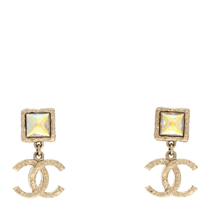 Chanel Iridescent Baguette Crystal CC Drop Earrings Gold 1 of 4