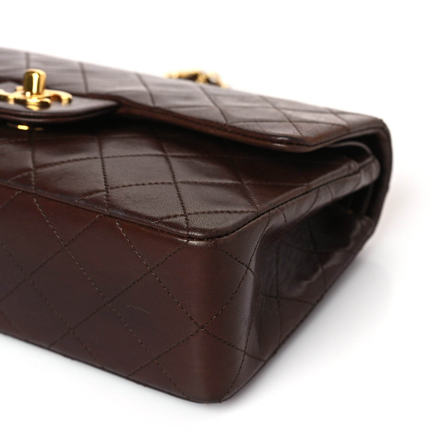 Chanel Lambskin Quilted Small Double Flap Dark Brown 9 of 9