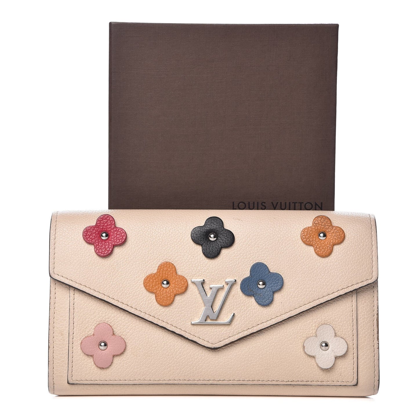 Calfskin Flowers My Lockme Wallet Creme