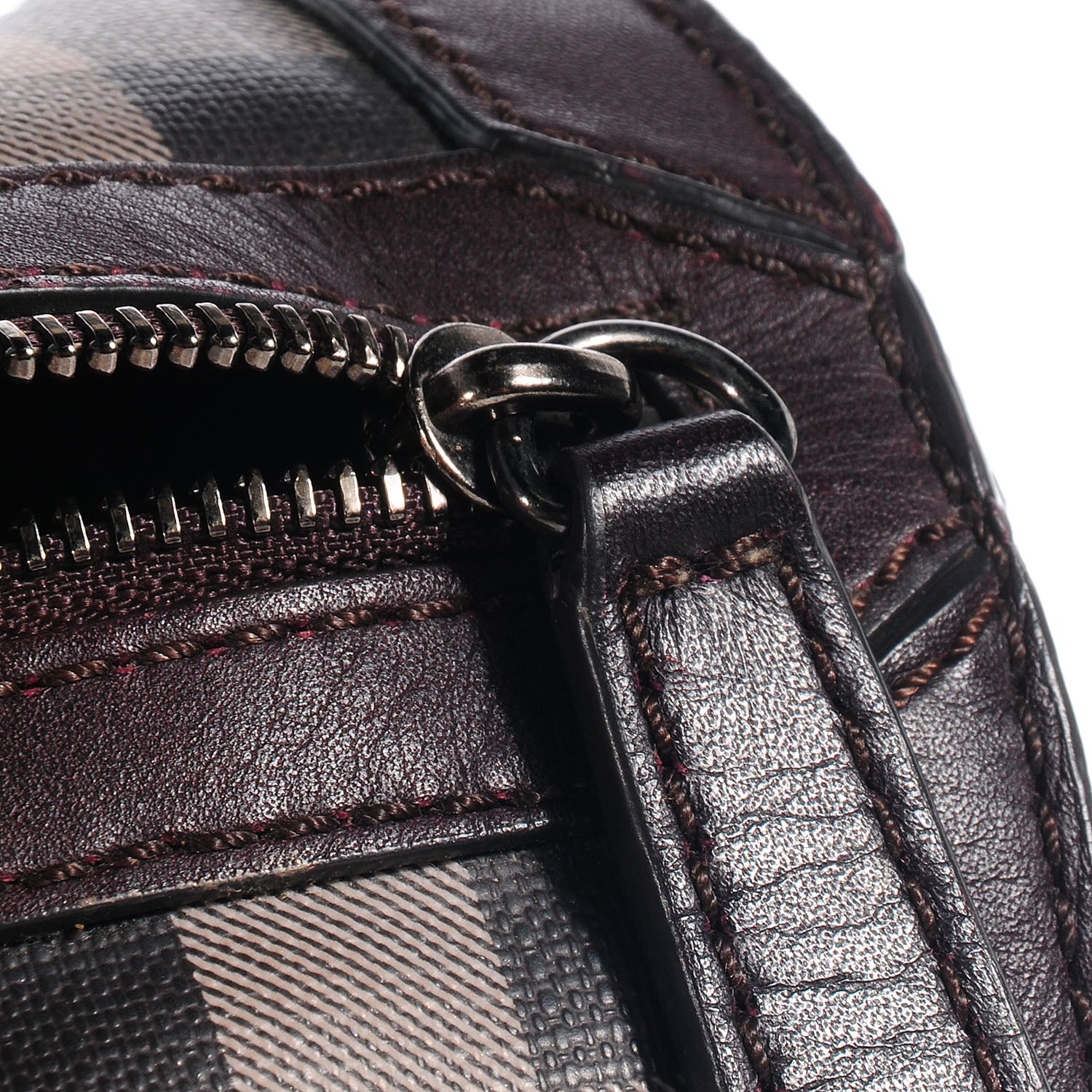 Burberry Smoked Check Medium Alchester Bowling Bag Plum 9 of 10