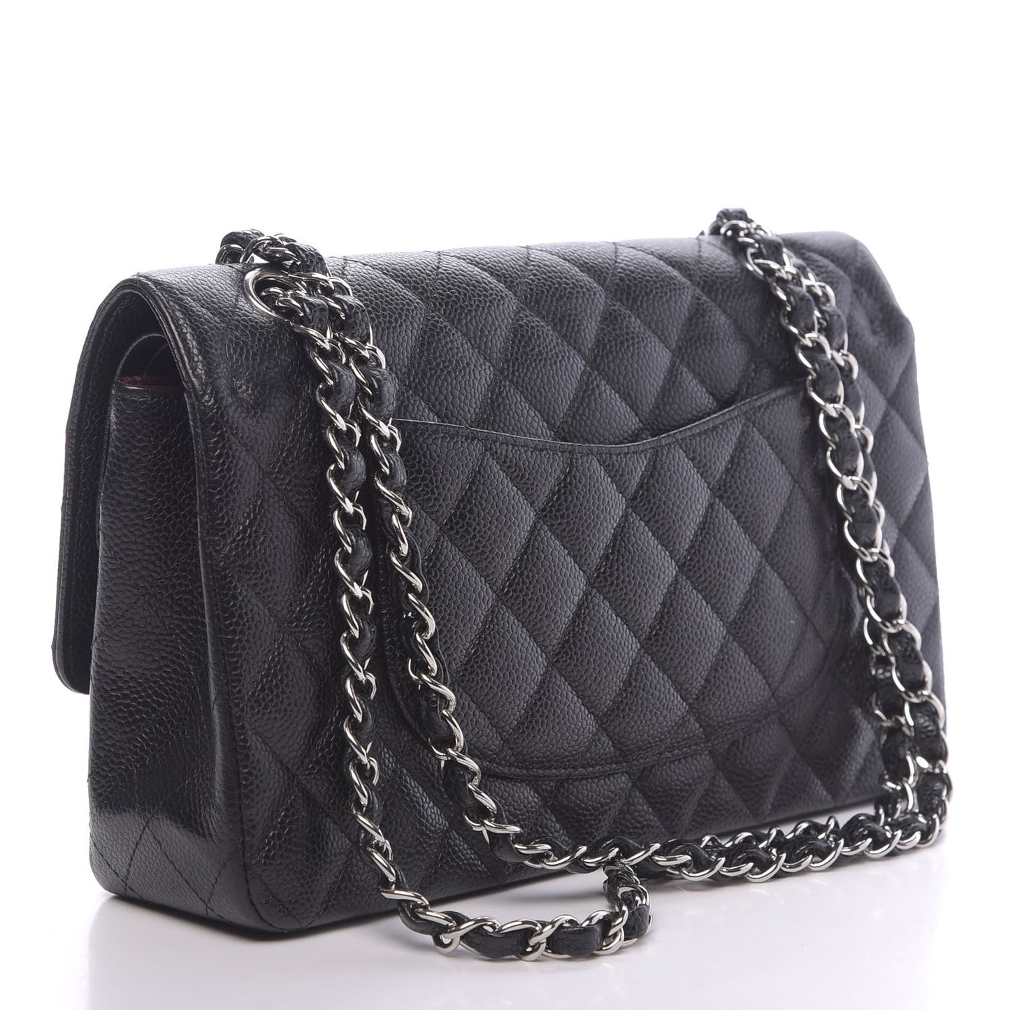 Caviar Quilted Medium Double Flap Black
