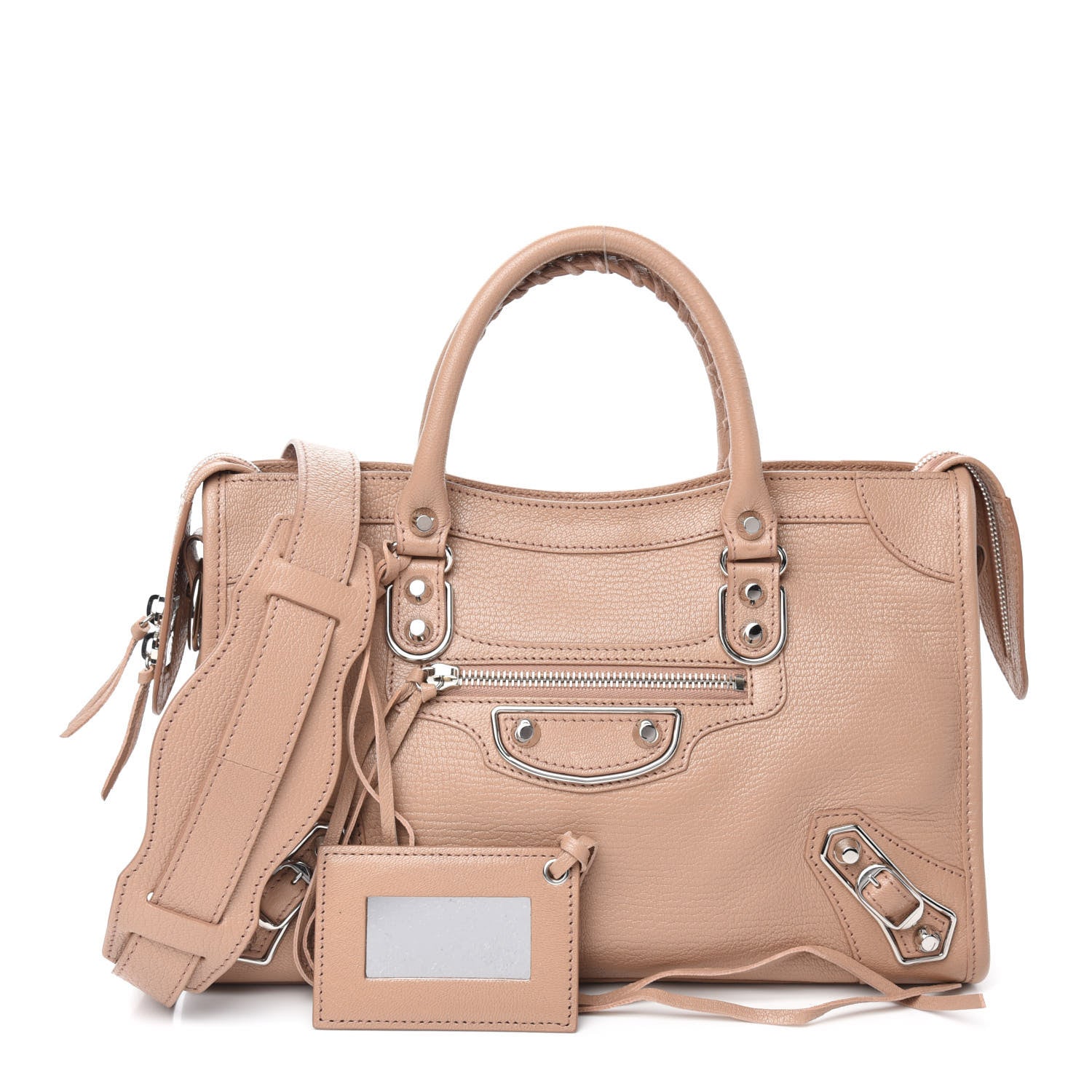 Balenciaga Shiny Goatskin Silver Metallic Edge Hardware S City Rose Des Sables 1 of 10