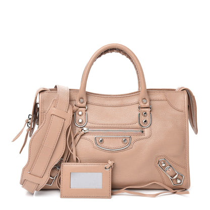 Balenciaga Shiny Goatskin Silver Metallic Edge Hardware S City Rose Des Sables 1 of 10
