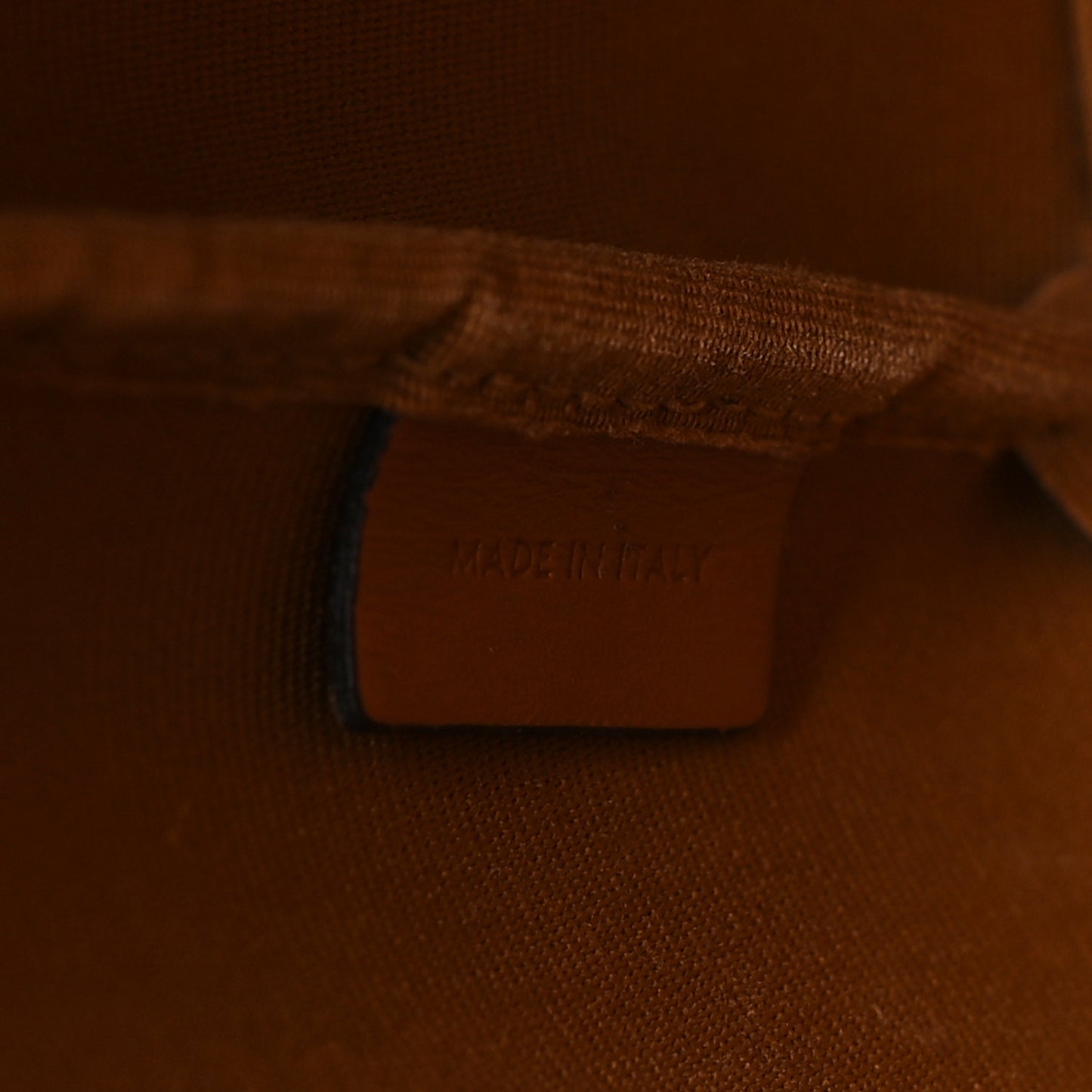 Triomphe Canvas Calfskin Small Bucket Bag Tan