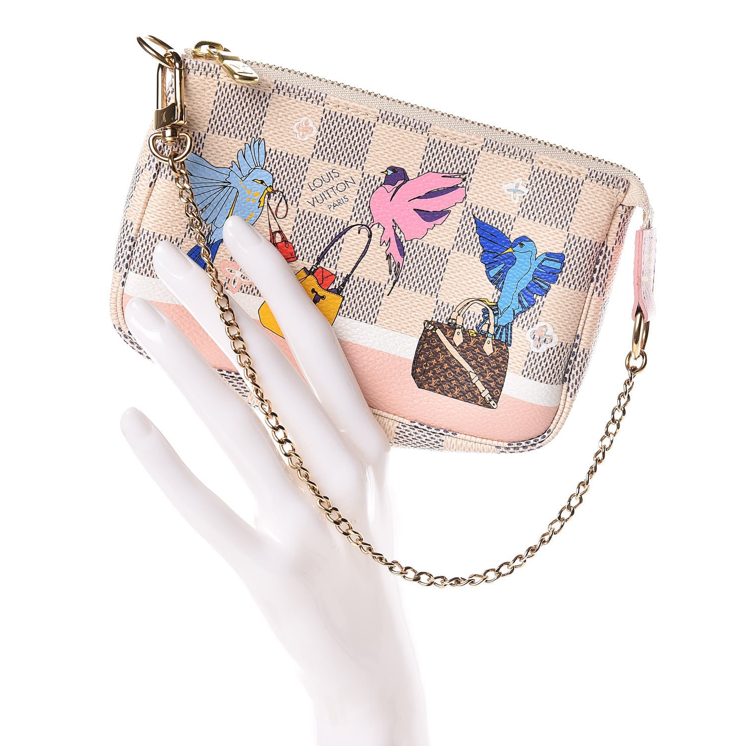 Louis Vuitton Damier Azur 2018 Christmas Animation Mini Pochette Accessories 2 of 8