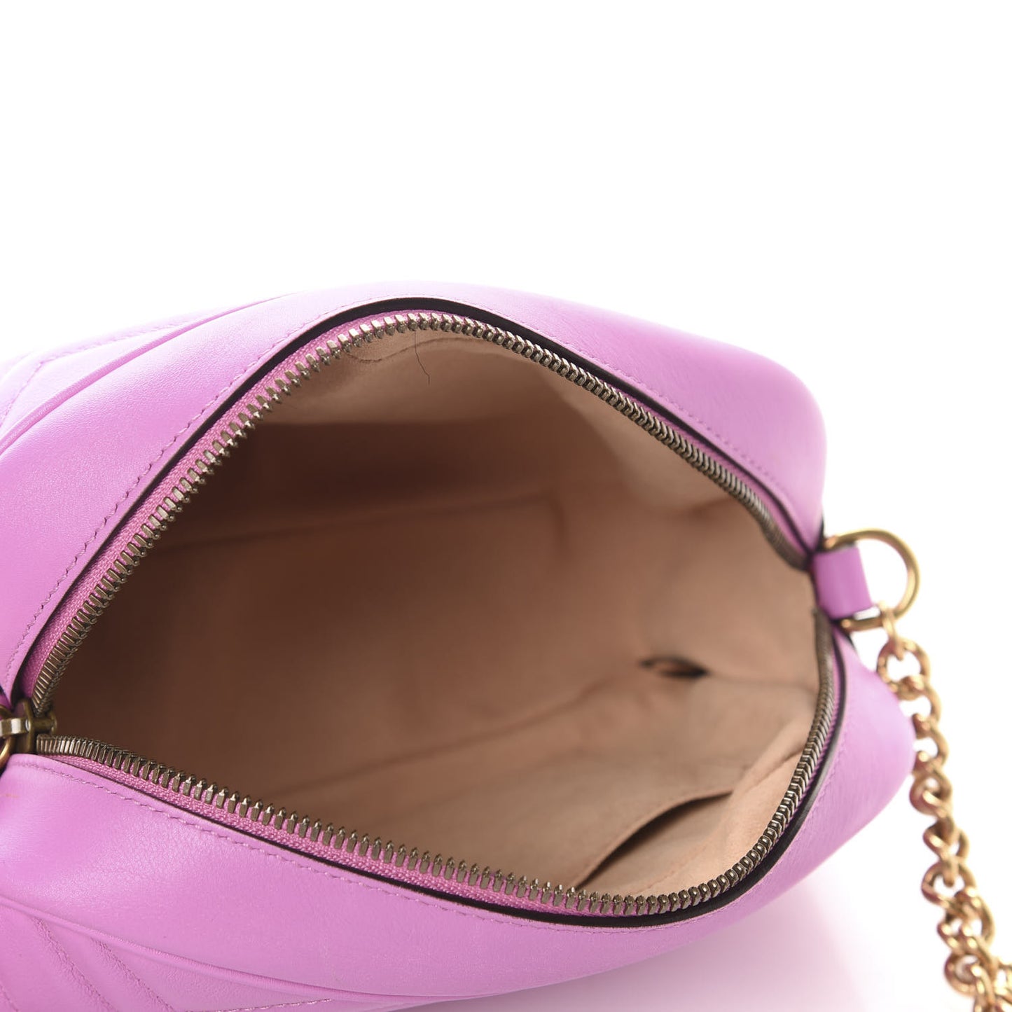 Calfskin Matelasse Small GG Marmont Chain Shoulder Bag Candy Mousse