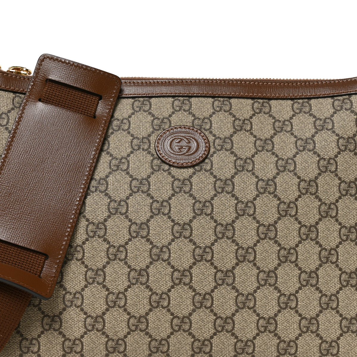 GG Supreme Monogram Azalea Calfskin Retro Interlocking G Wristlet Messenger Bag Beige Ebony Brown Sugar Beige Ebony Brown Sugar