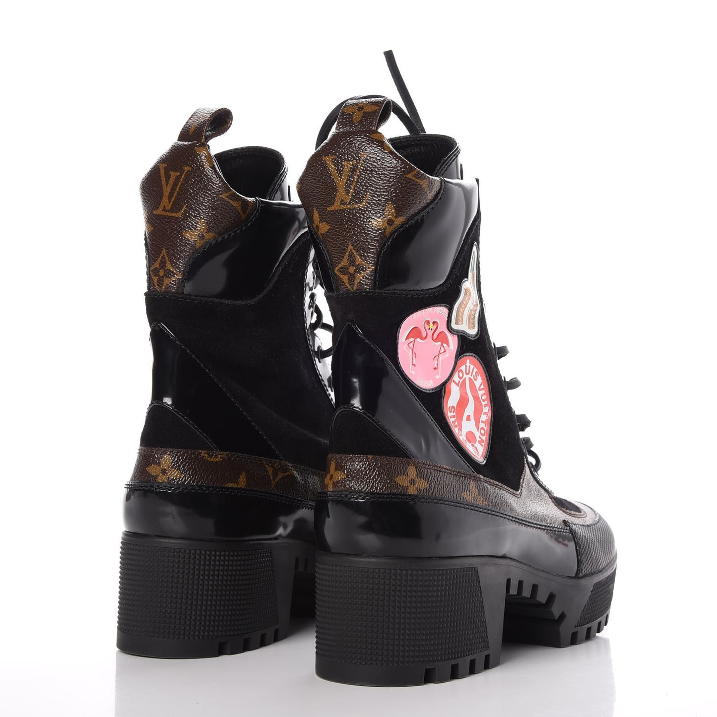 Suede Calfskin Monogram World Tour Platform Desert Boots 41 Black