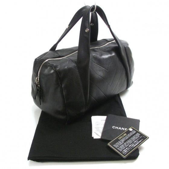 Chanel Lambskin CC Chevron Boston Black 3 of 12