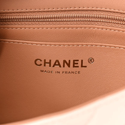 Chanel Lambskin Quilted Bi-Color Mini Top Handle Rectangular Flap Ecru Dark Beige 6 of 12