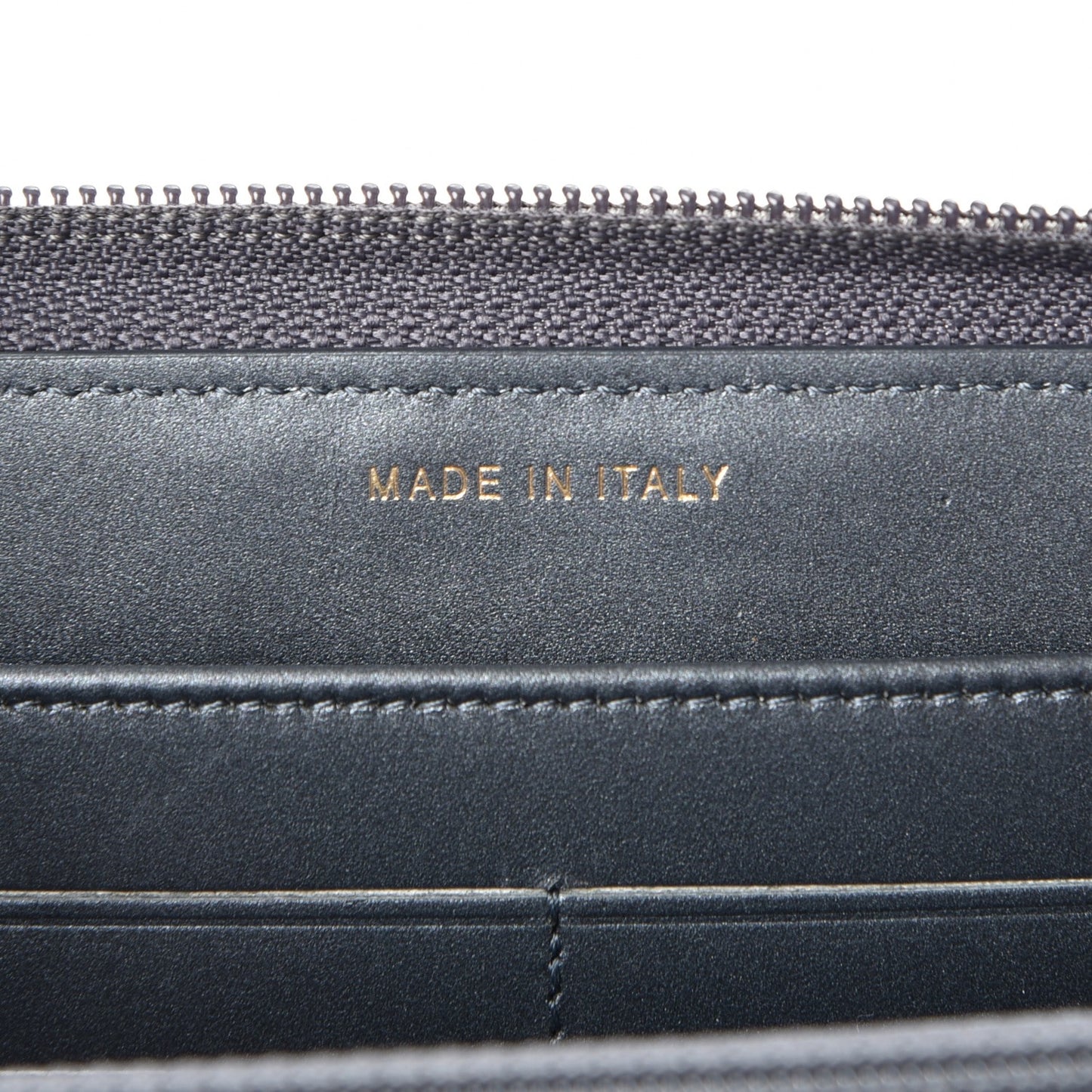 Iridescent Goatskin Quilted Boy Zip Around Wallet Charcoal