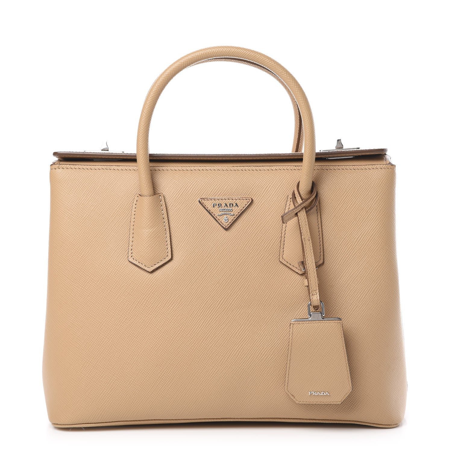 Prada Saffiano Cuir Twin Tote Noisette 1 of 15
