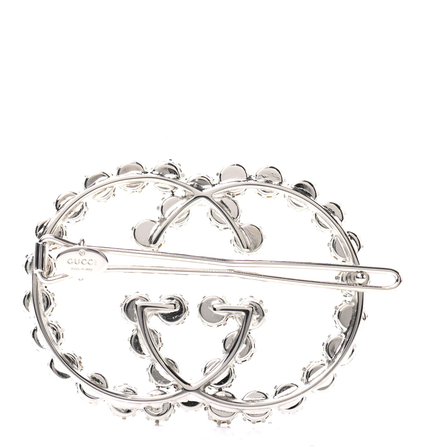 Gucci Crystal Interlocking G Hair Clip Silver 3 of 5
