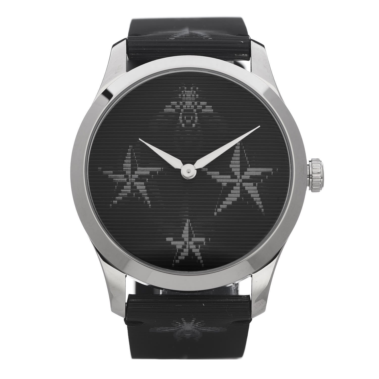 Gucci Stainless Steel Calfskin 38mm G-Timeless Bee Star Hologram Quartz Watch Black 1 of 6