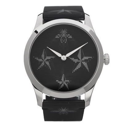 Gucci Stainless Steel Calfskin 38mm G-Timeless Bee Star Hologram Quartz Watch Black 1 of 6