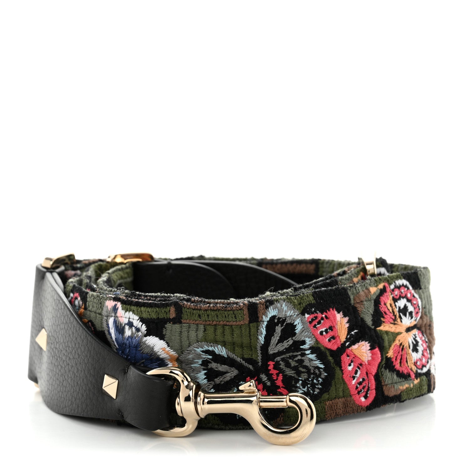 Valentino Garavani Canvas Camubutterfly Rockstud Guitar Strap Multicolor 1 of 5