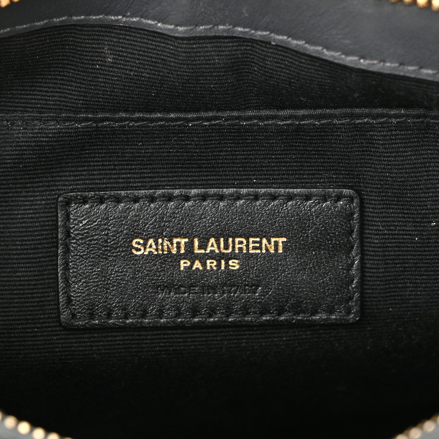 Saint Laurent Calfskin Matelasse Chevron Monogram A5 Wristlet Dark Smog 6 of 9