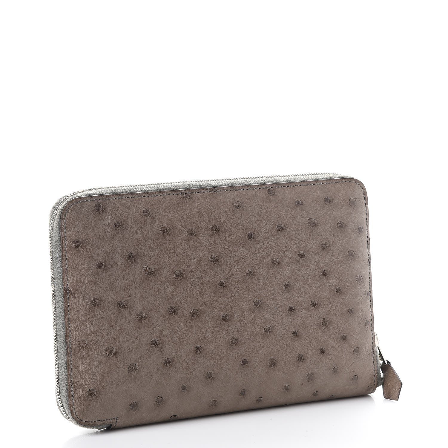 Hermes Ostrich Azap GM Combined Wallet Gris Tourterelle 3 of 8